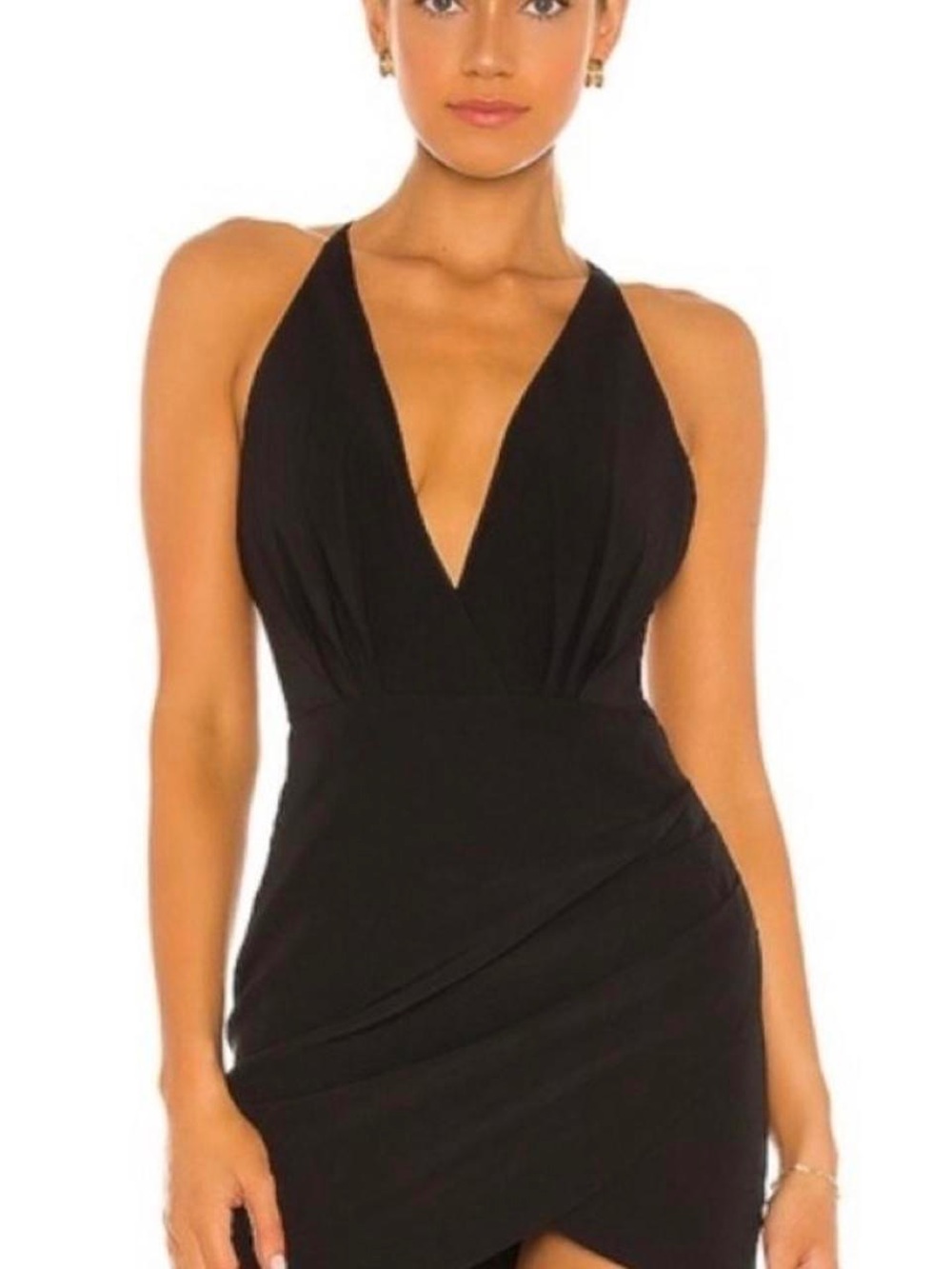 Black Halter V-Neck Bodycon Dress